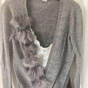 J crew feather gray sweater V neck